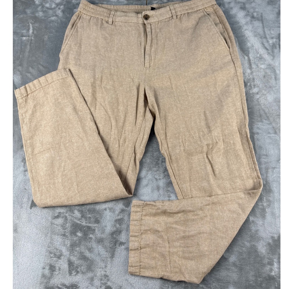 Banana Republic Pants Mens 34x32 Athletic Fit Tan Linen Cotton EUC
